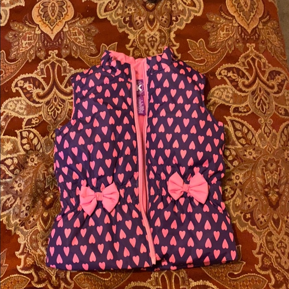 Blue and pink little girl vest jacket